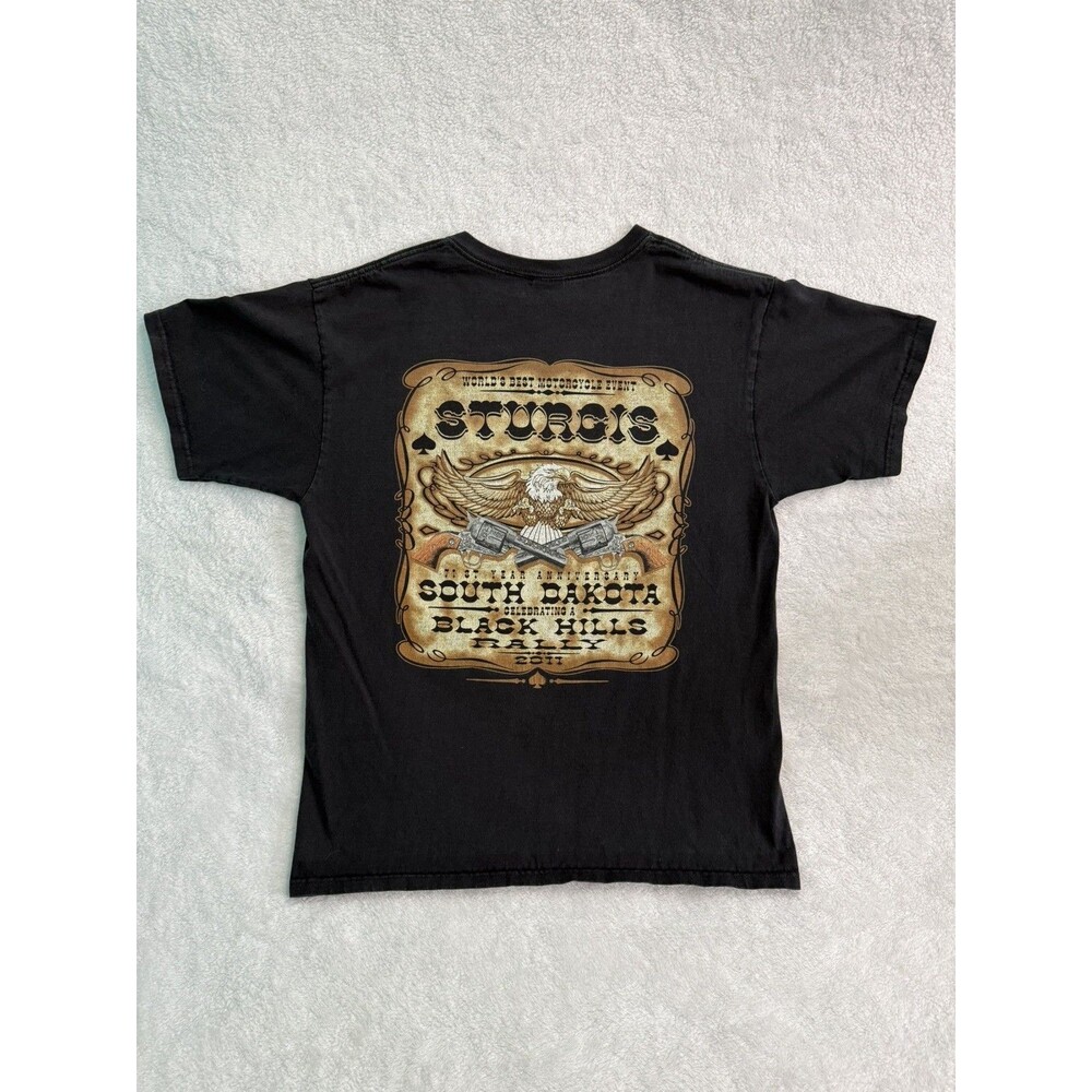 Sturgis Motorcycle Rally T Shirt 2011 Large Black Biker Tee Anvil South Dakota
